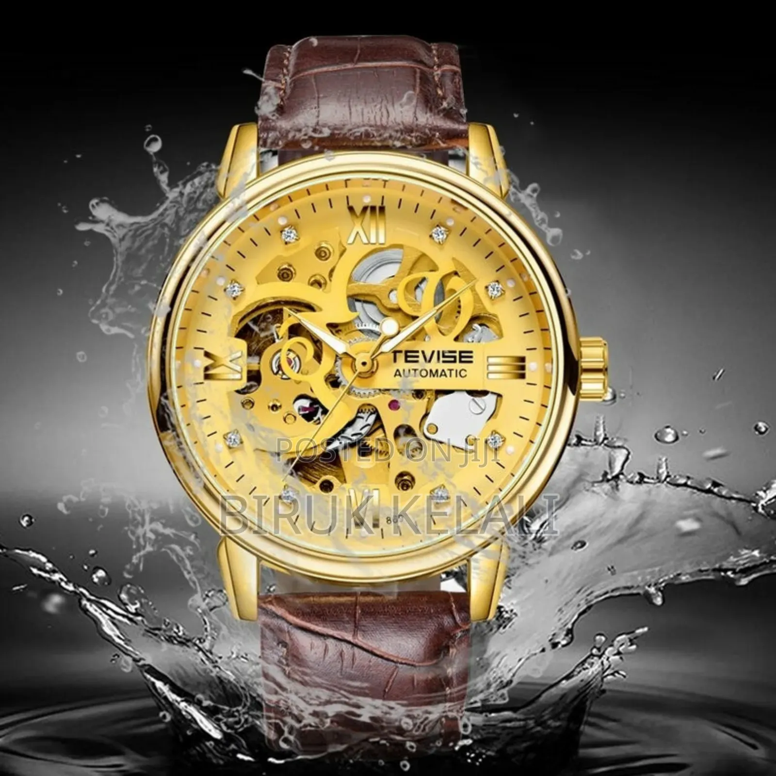 TEVISE Men Watches Automatic Mechanical Skeleten WATCH