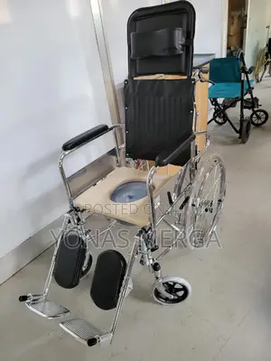 Wheelchair Toilet Seat Folding Wheelchair,W/ Pedal Handbrake
