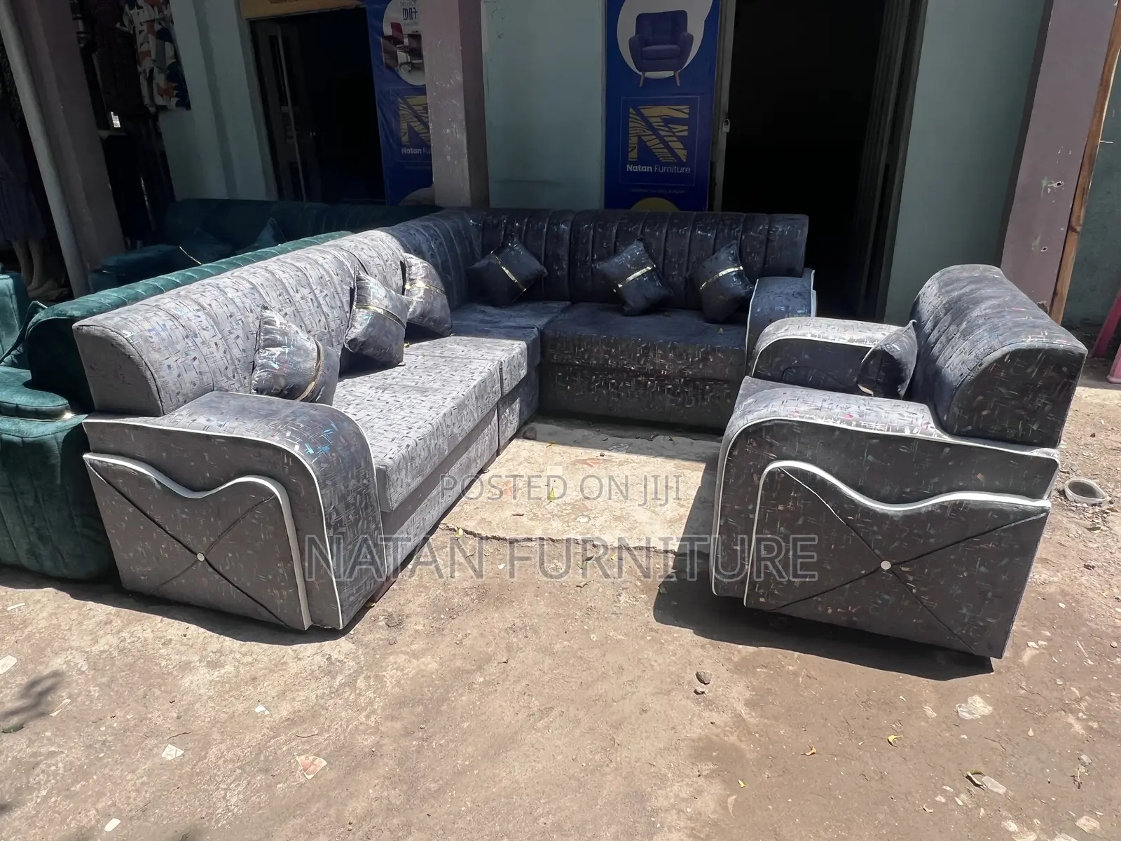 ሶፋ(l-Shape)Made of ማለዳ HD#1 Sponge Qlty Wood Materal