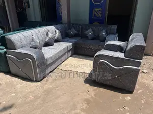 ሶፋ(l-Shape)Made of ማለዳ HD#1 Sponge Qlty Wood Materal