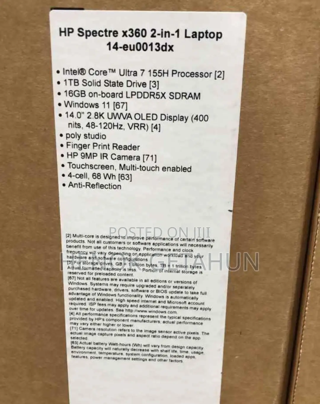 New Laptop HP Spectre X360 15t 16GB Intel Core i7 SSD 1T