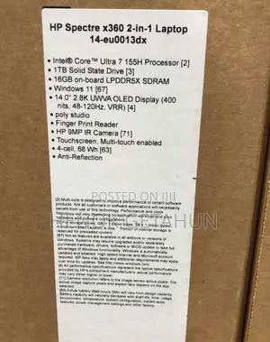New Laptop HP Spectre X360 15t 16GB Intel Core i7 SSD 1T