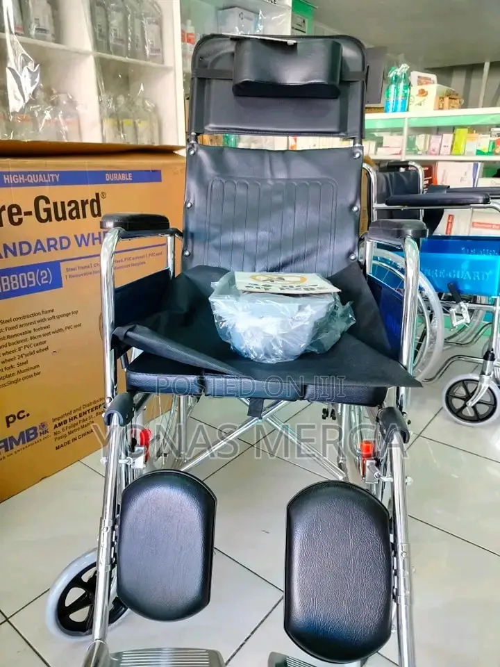 Wheelchair Blue Heavy-Duty Iron Foldable Portable Wheelchair