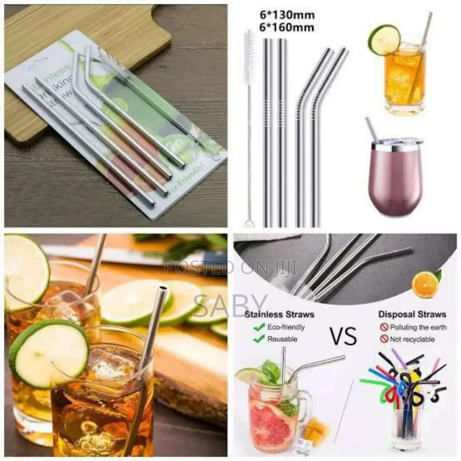 4pcs Stainless Steel Straws With 1cleaning Brush