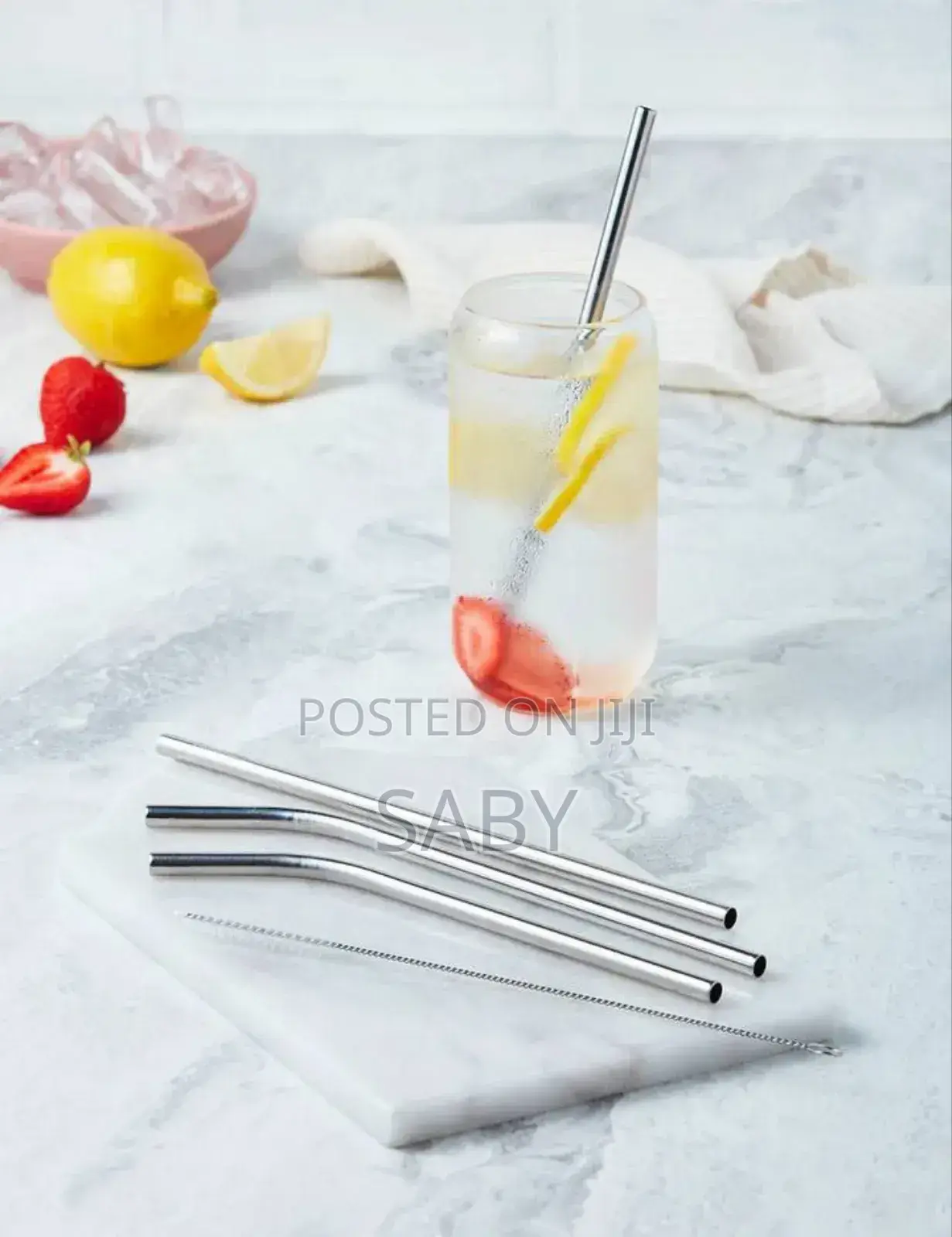 4pcs Stainless Steel Straws With 1cleaning Brush