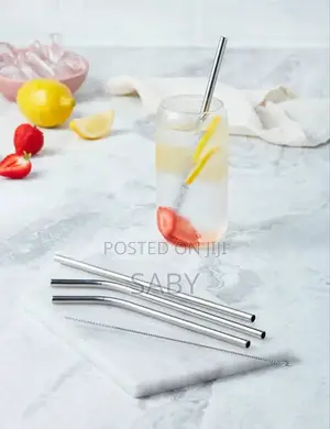 4pcs Stainless Steel Straws With 1cleaning Brush