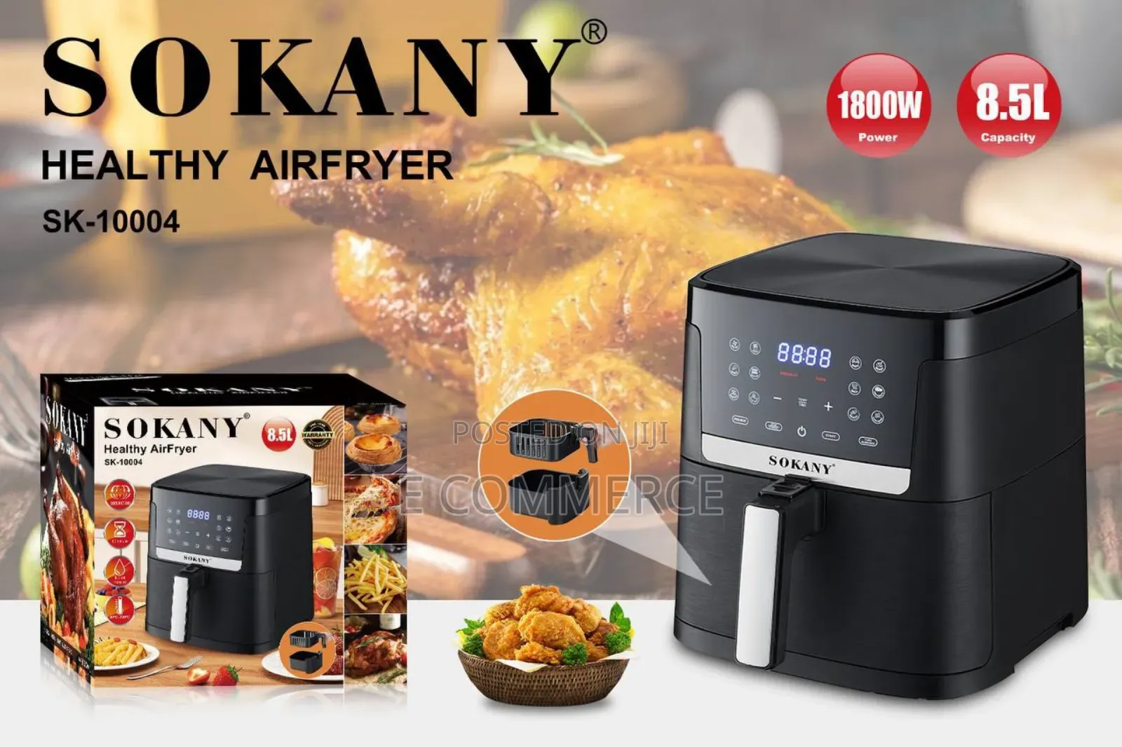 SOKANY Air Fryer(ቦማ ያለዘይት መጥበሻ )