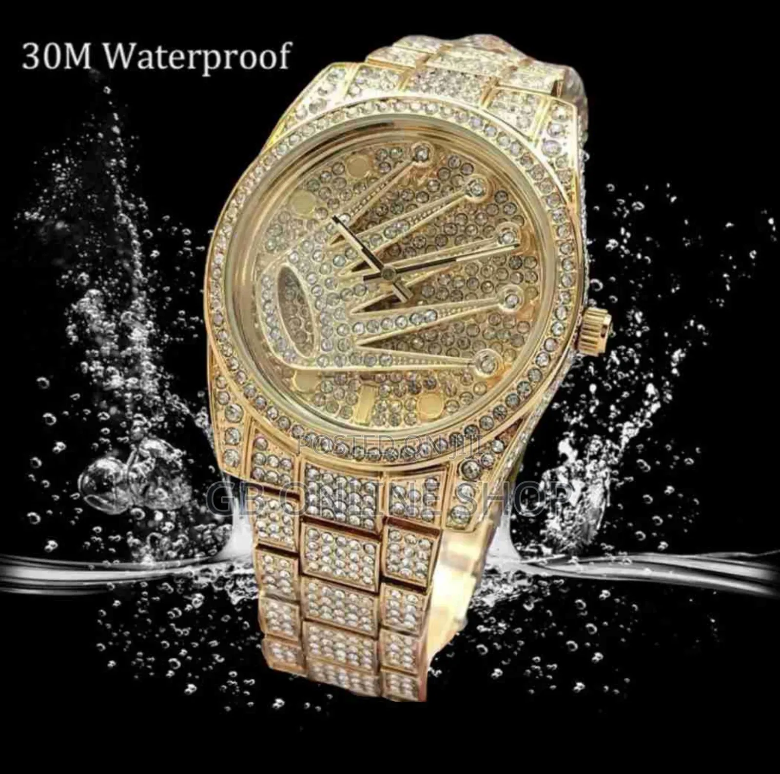 Safisha Men's Luxury Diamonds Plated Analog Watch