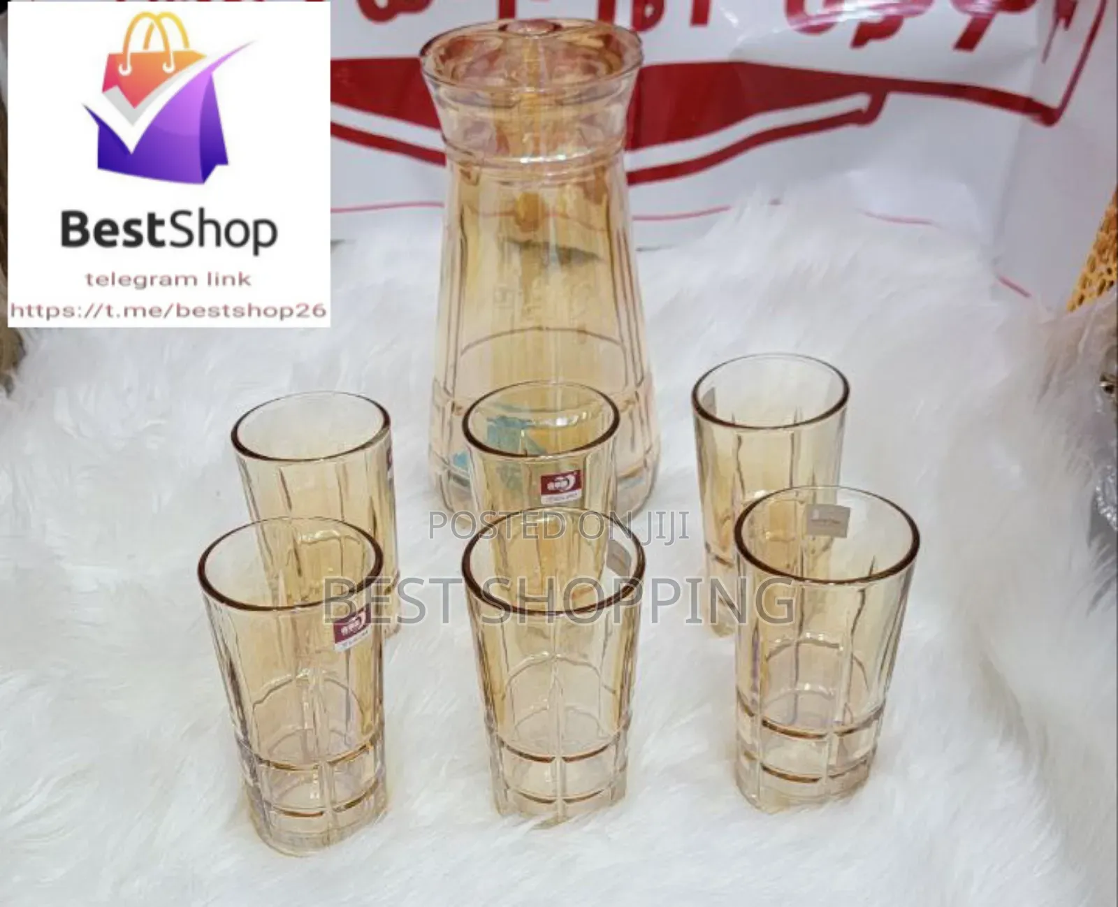 Water Glass With Jug 6 ብርጭቆ ከ 1.5 ጆግ ጋር