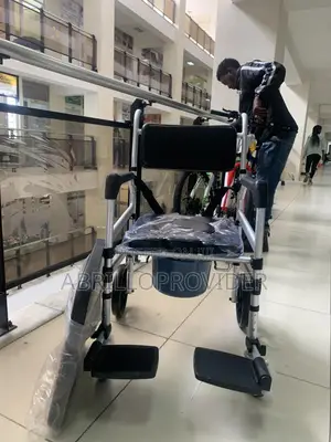 Photo - ,4 in 1 Shower Chair With Wheels,Waterproof Rolling Shower C