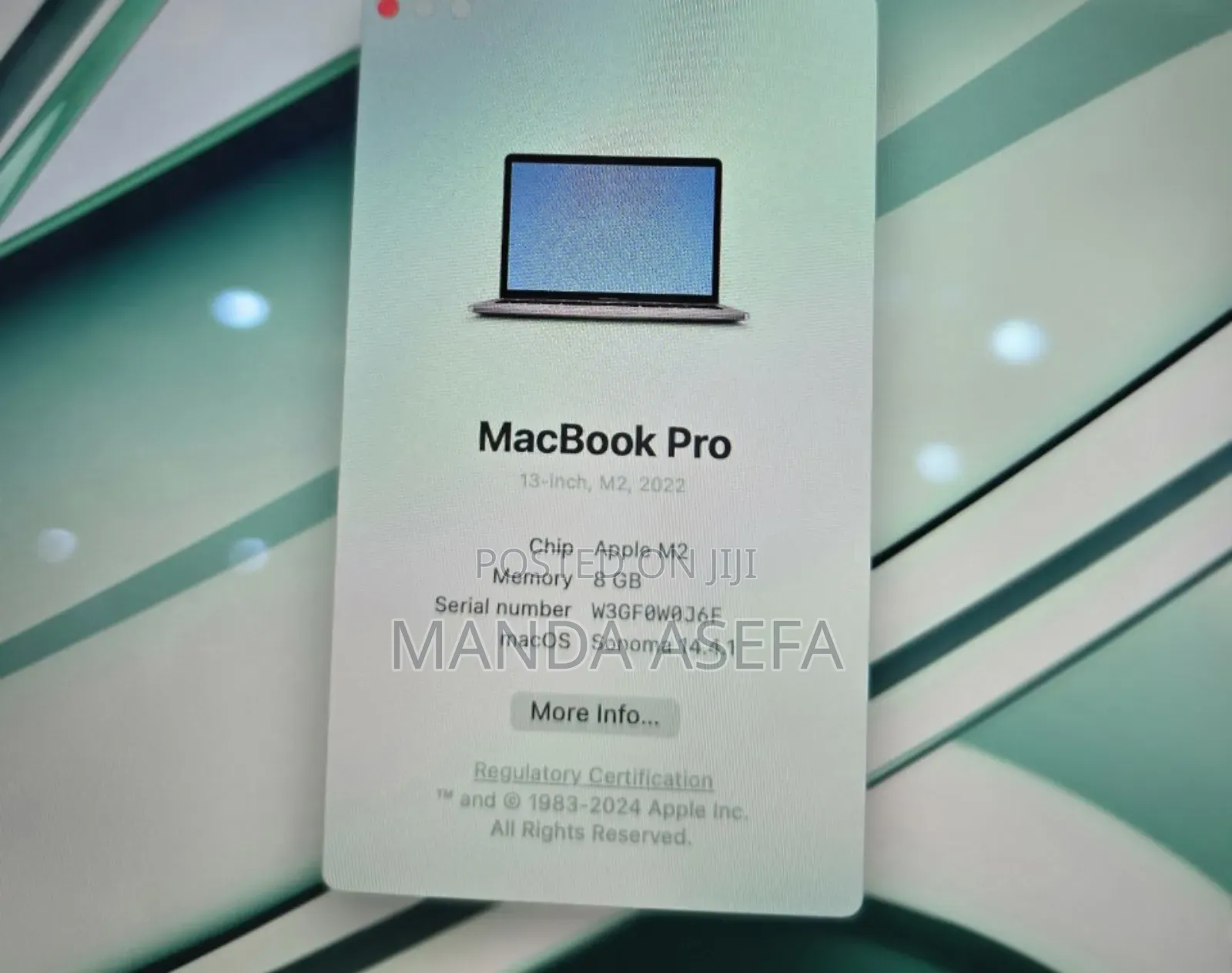 New Laptop Apple MacBook Pro 8GB Apple M2 SSD 256GB