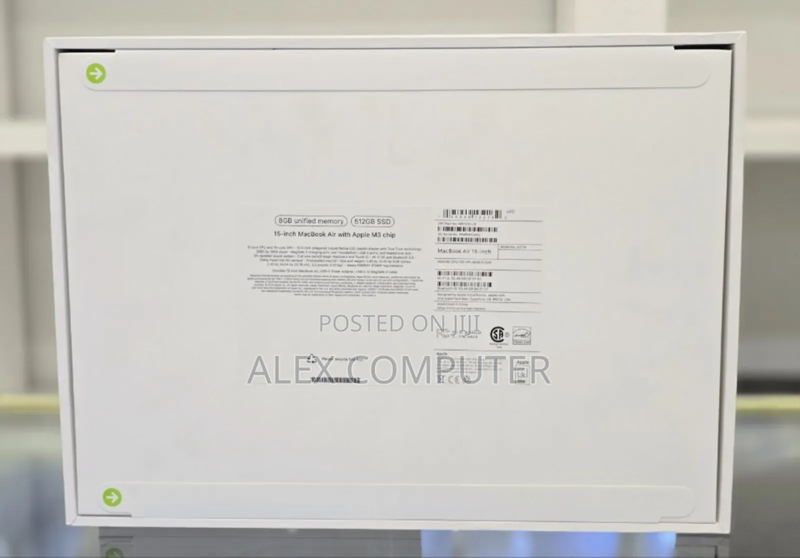 New Laptop Apple MacBook Air 2024 M3 15-Inch 8GB Apple M3 SSD 512GB