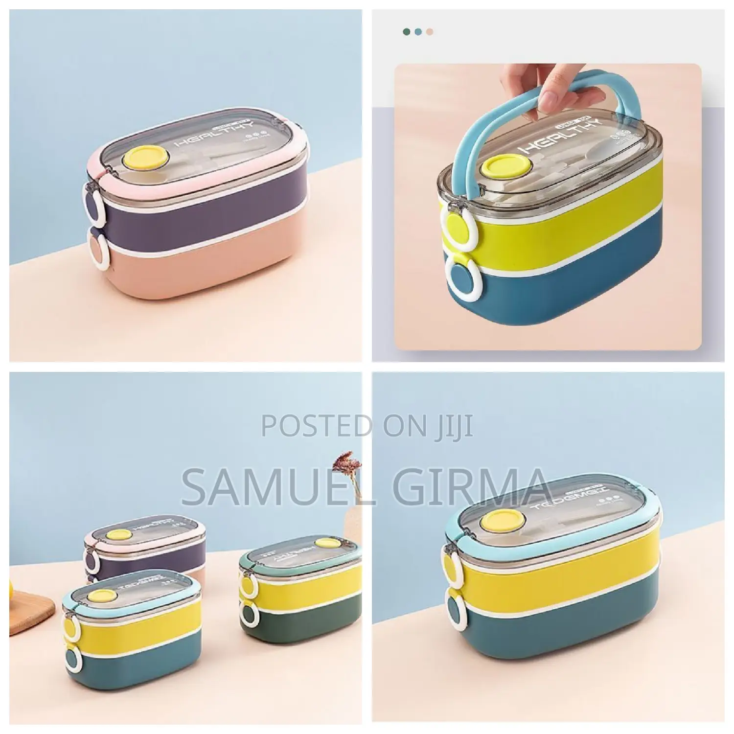Two Layer Lunch Box With Cutlery High Quality