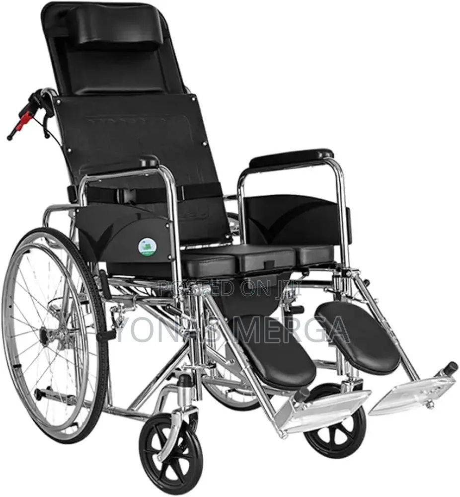 Medequip Healthcare Plated Recliner Wheelchair W/Commode