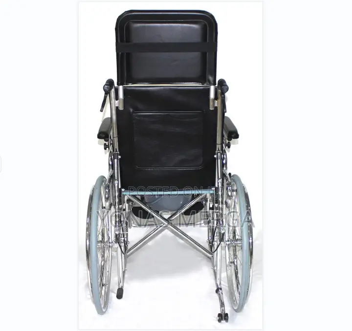 3-in-1 Folding Commode Shower Wheelchair - Silver / Black