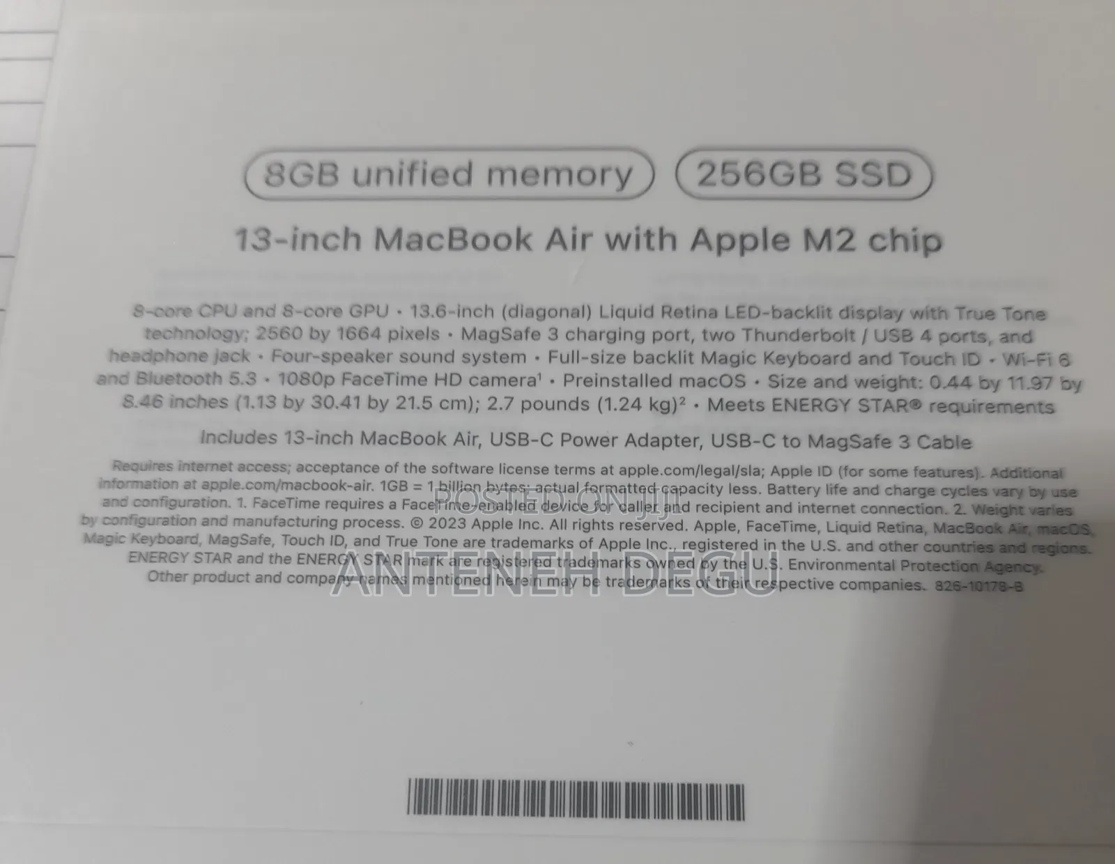 New Laptop Apple MacBook Air 2022 M2 8GB Apple M2 SSD 256GB