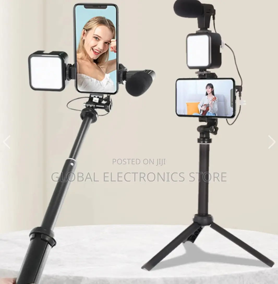 AY-49 Video Making Kit + Tripod + Mic + Remote +Phone Holder