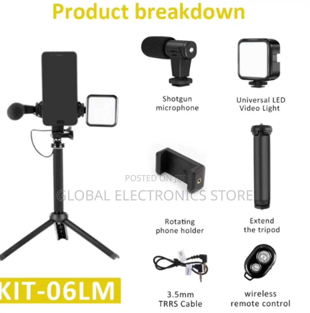 AY-49 Video Making Kit + Tripod + Mic + Remote +Phone Holder