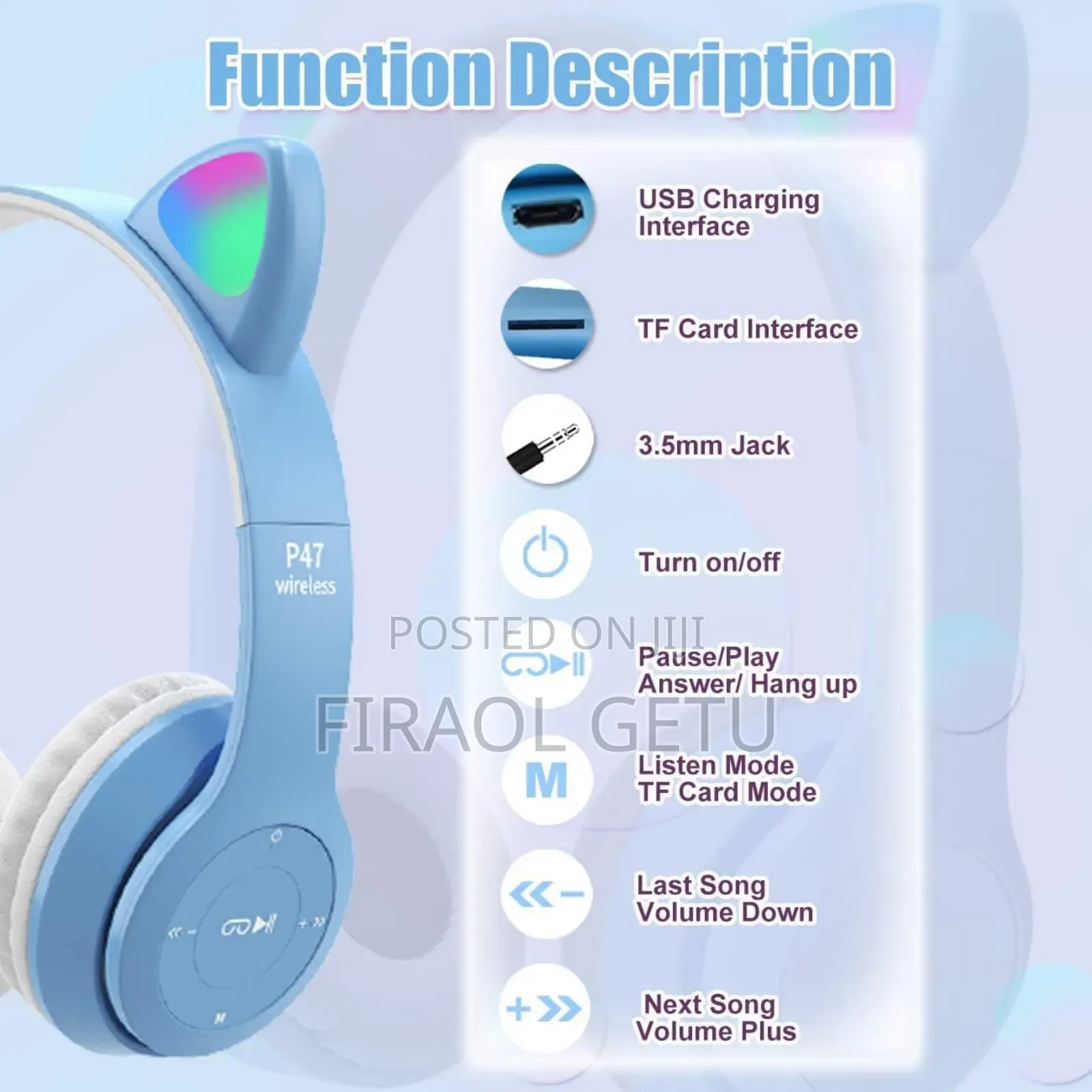 Cute Cat Wireless Headphone