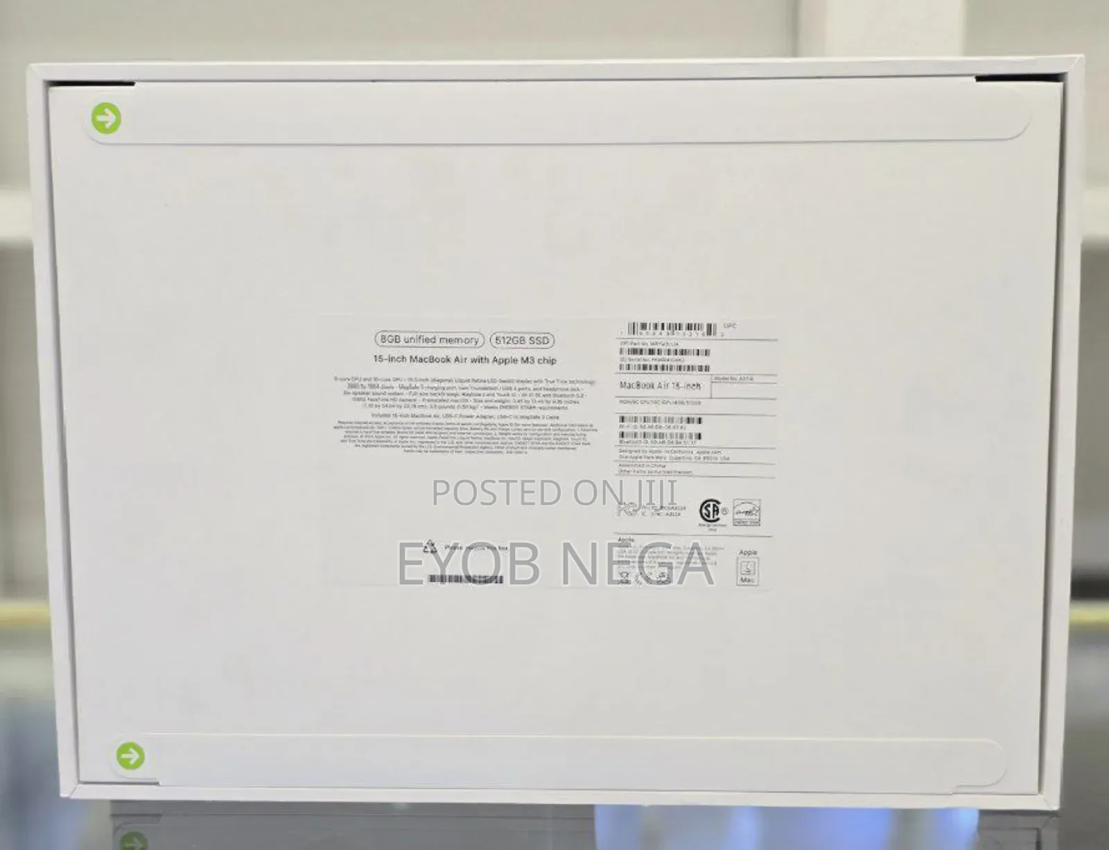 New Laptop Apple MacBook Air 2024 M3 15-Inch 8GB Apple M3 SSD 512GB