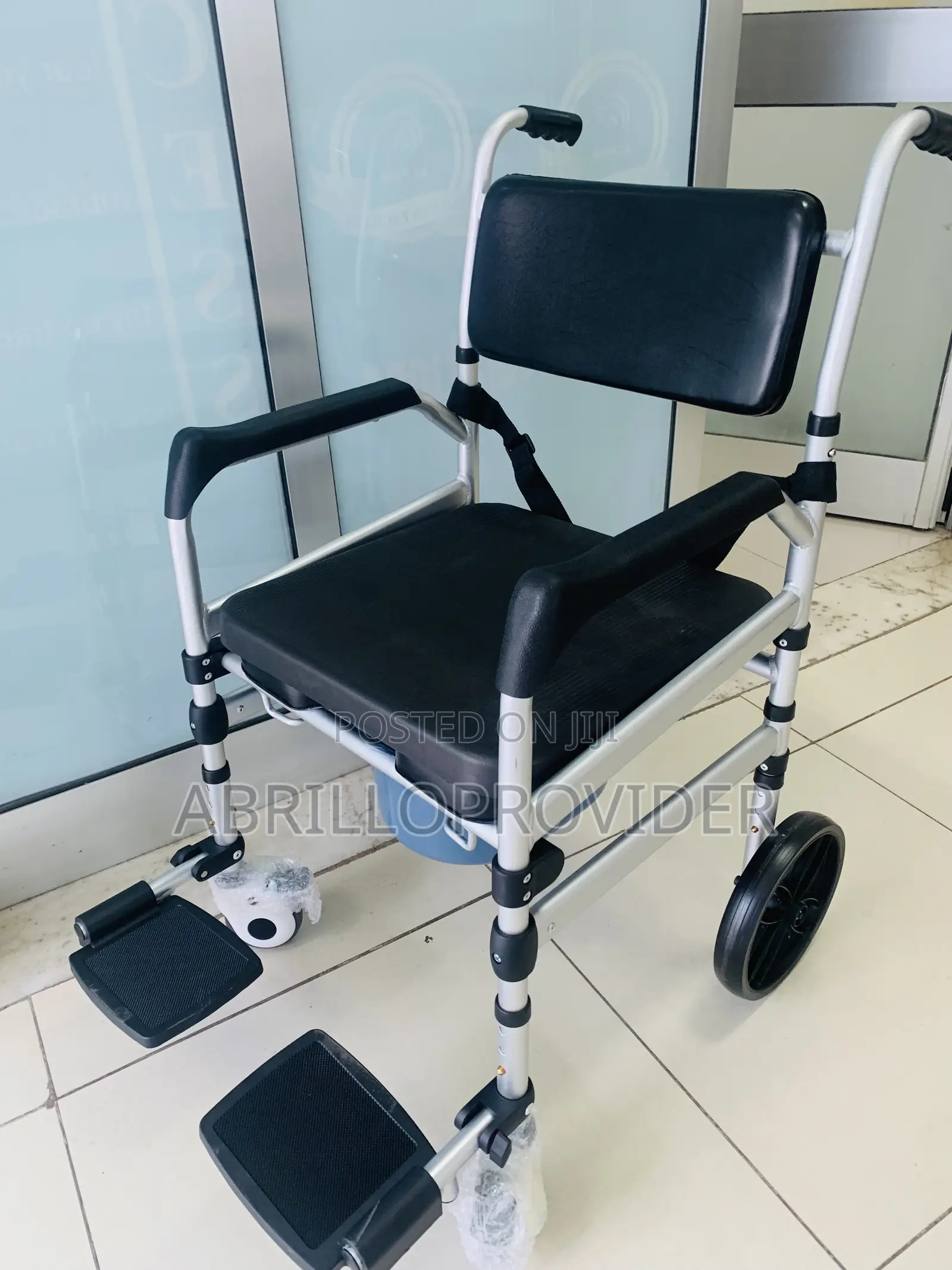 Toilet Seat Wheelchair With Accessible Shower and Wheelchair