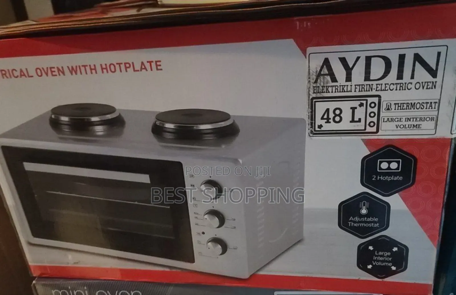 Aydin Electrical Oven With Hot Plate 48 ሊትር የመያዝ አቅም ያለው