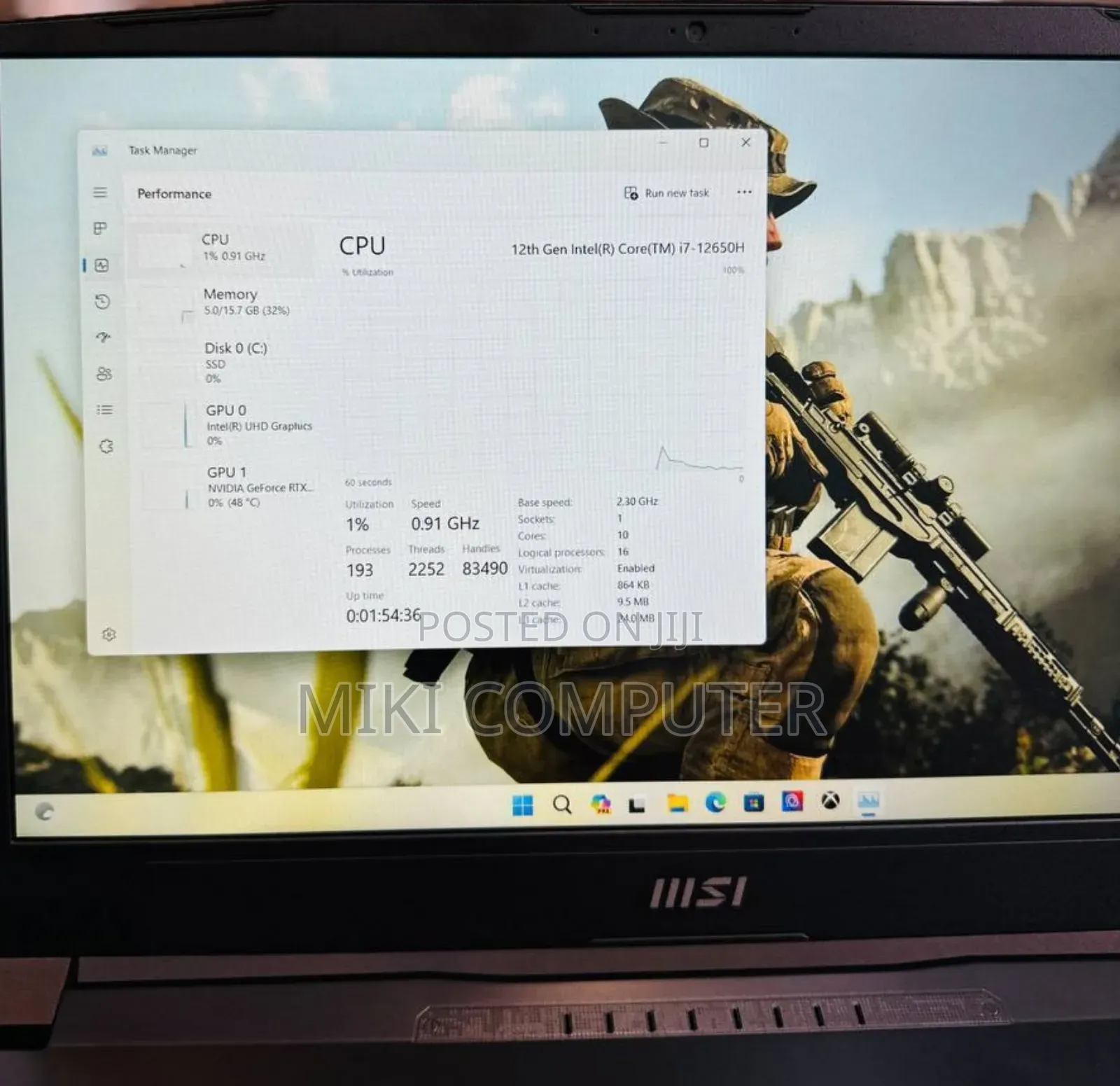 New Laptop MSI GF63 16GB Intel Core I7 SSD 512GB