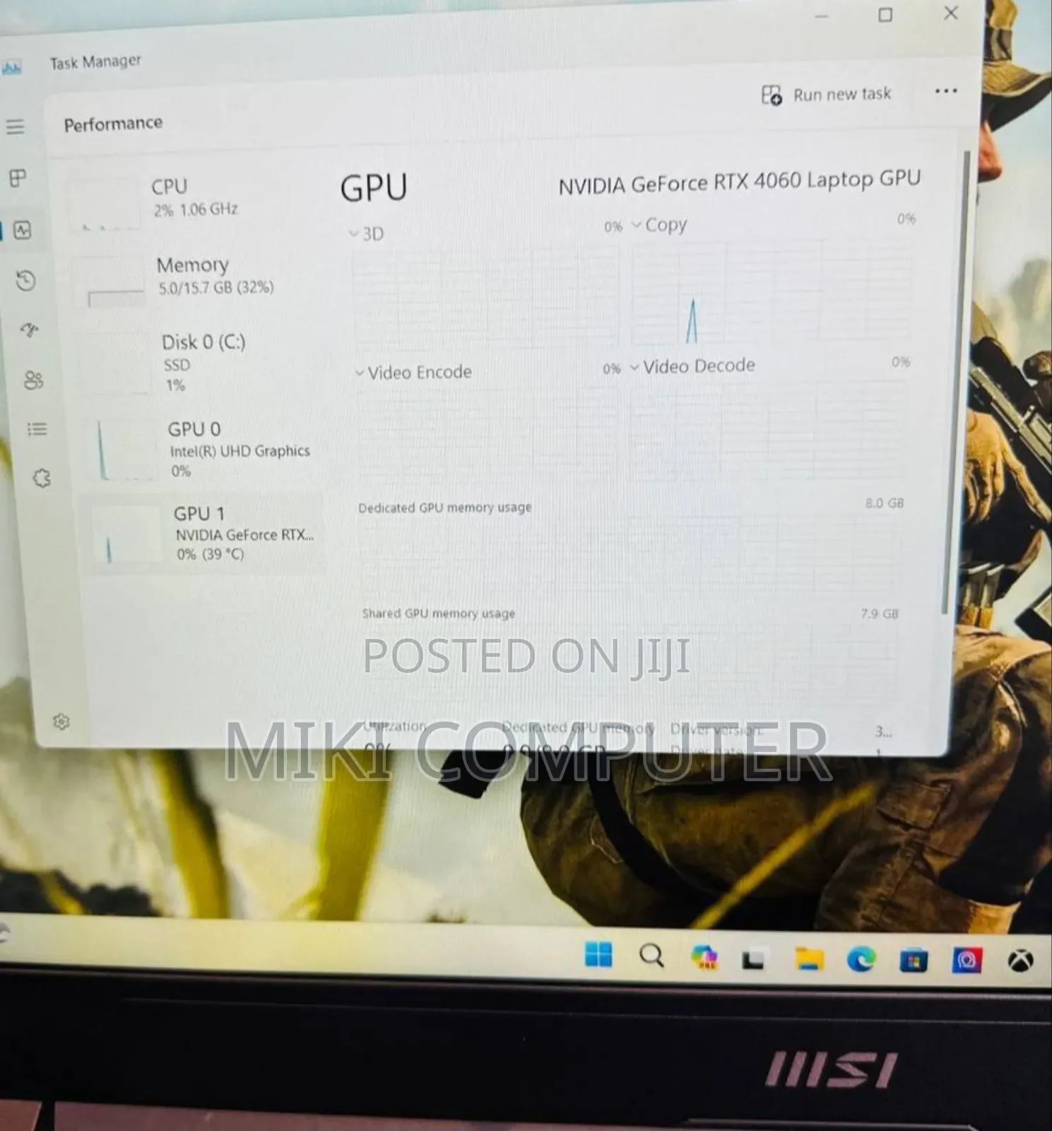 New Laptop MSI GF63 16GB Intel Core I7 SSD 512GB
