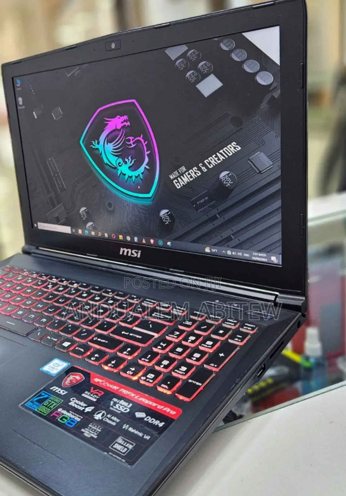 New Laptop MSI GF63 8GB Intel Core I7 SSD 1T