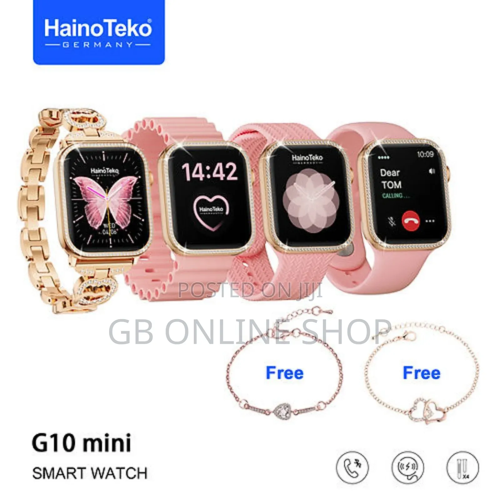 Haino Teko Germany G10 Mini Latest Smart Watch With 4 Strap