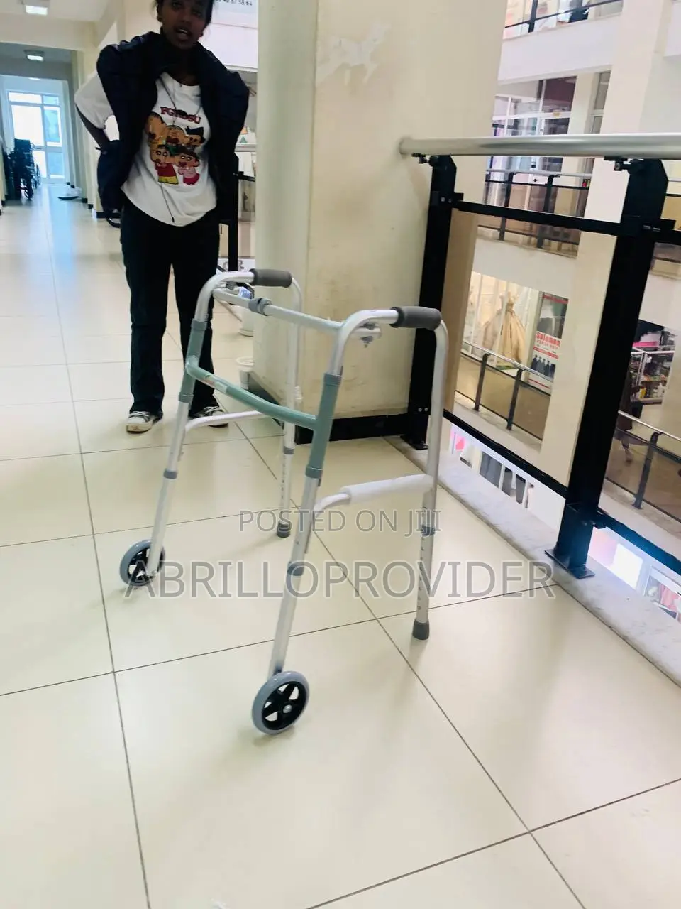 Livingbasics Folding Walker With 5" Wheels - 8-Level Height