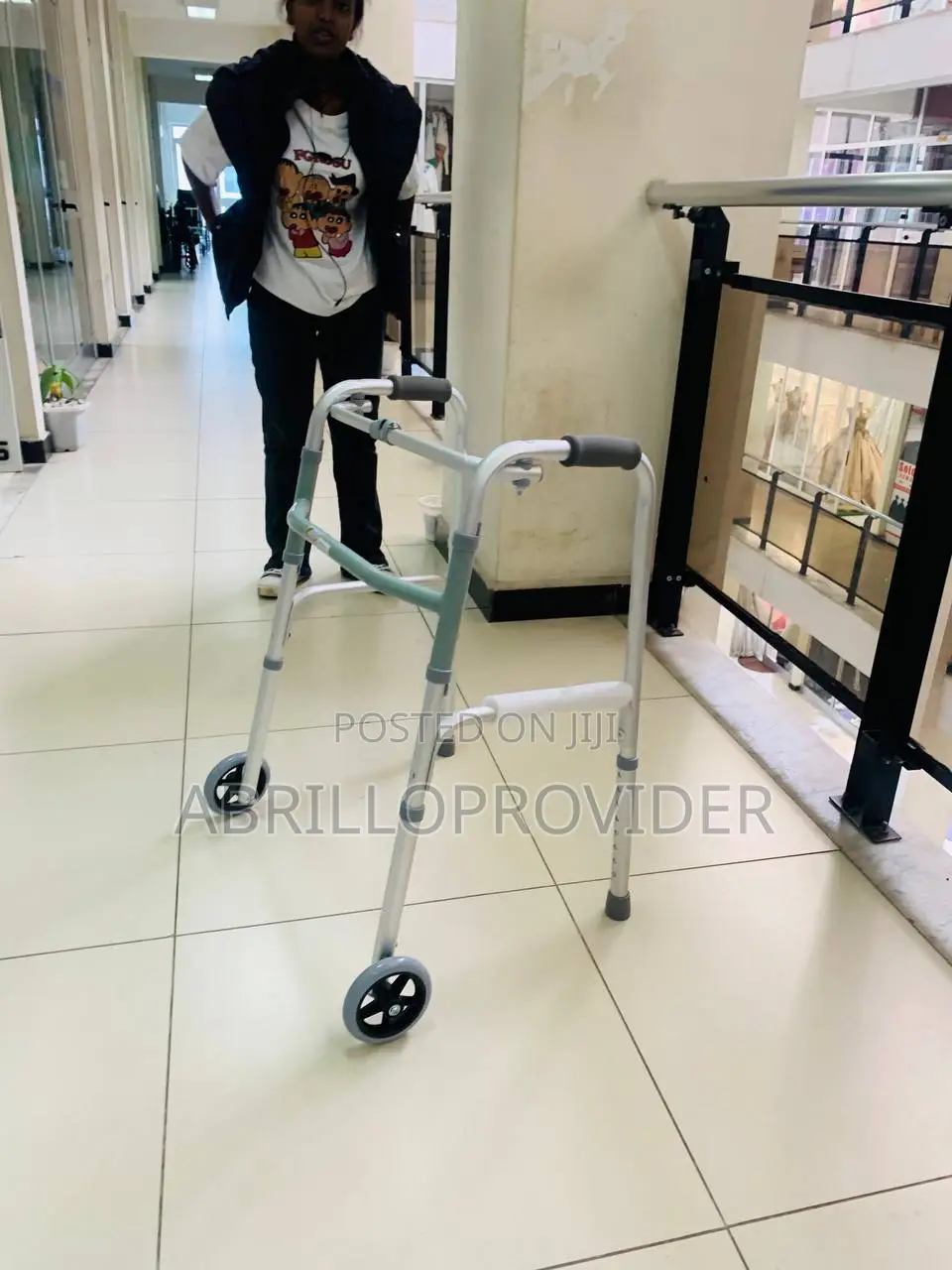 Livingbasics Folding Walker With 5" Wheels - 8-Level Height