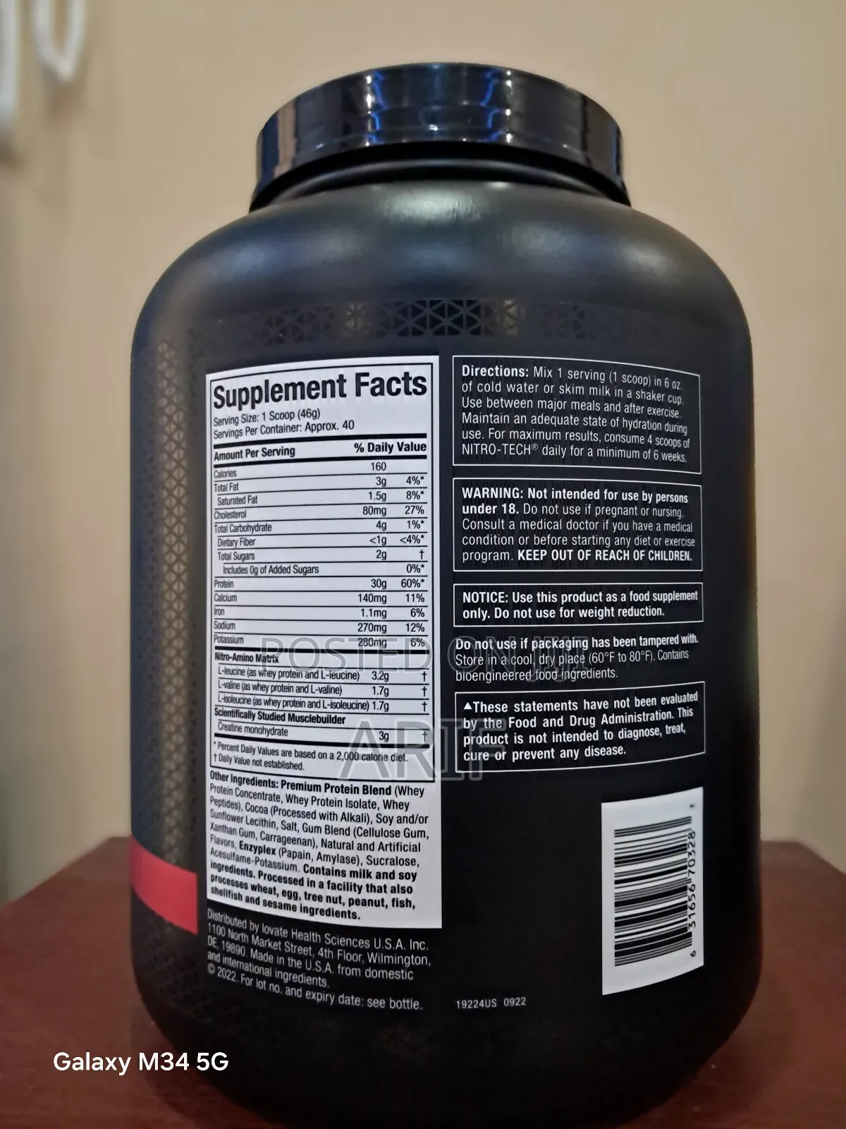 Nitro Tech Whey Protein Powder (Made in Usa )