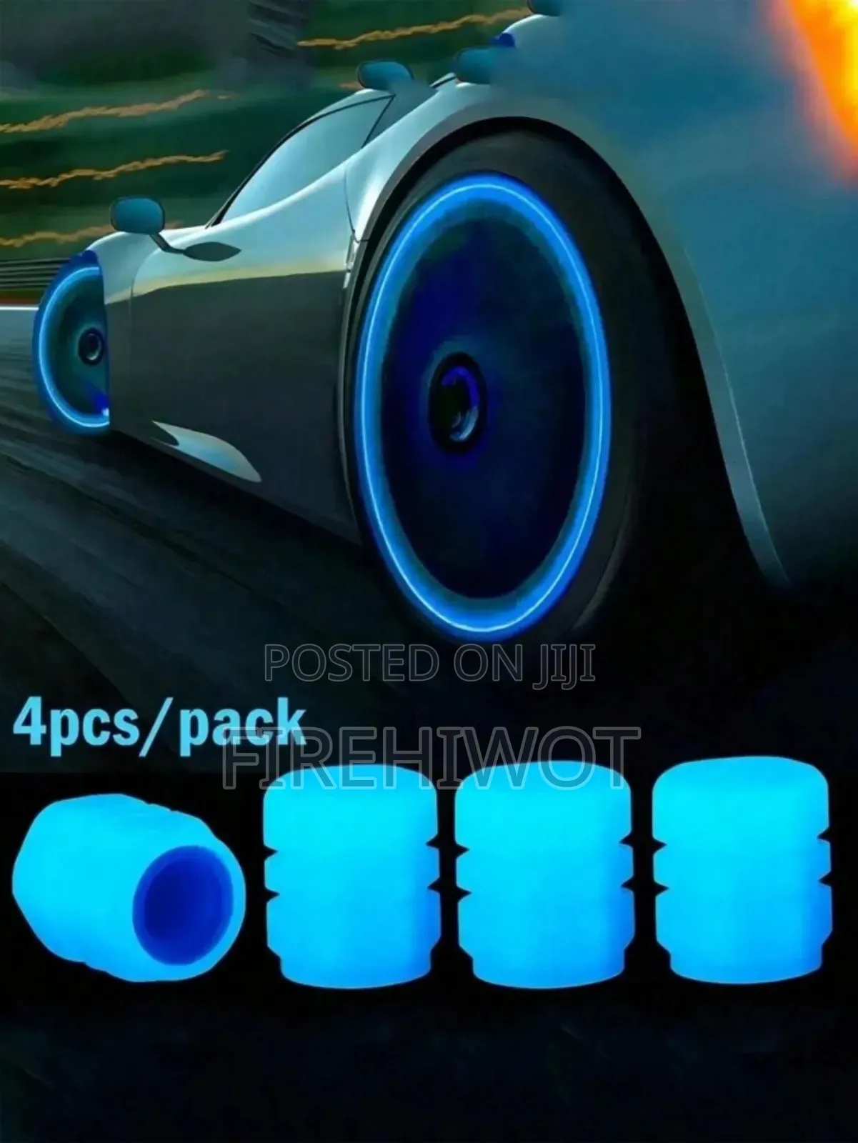4 PCS Fluorescent Glow in the Dark Tire Caps