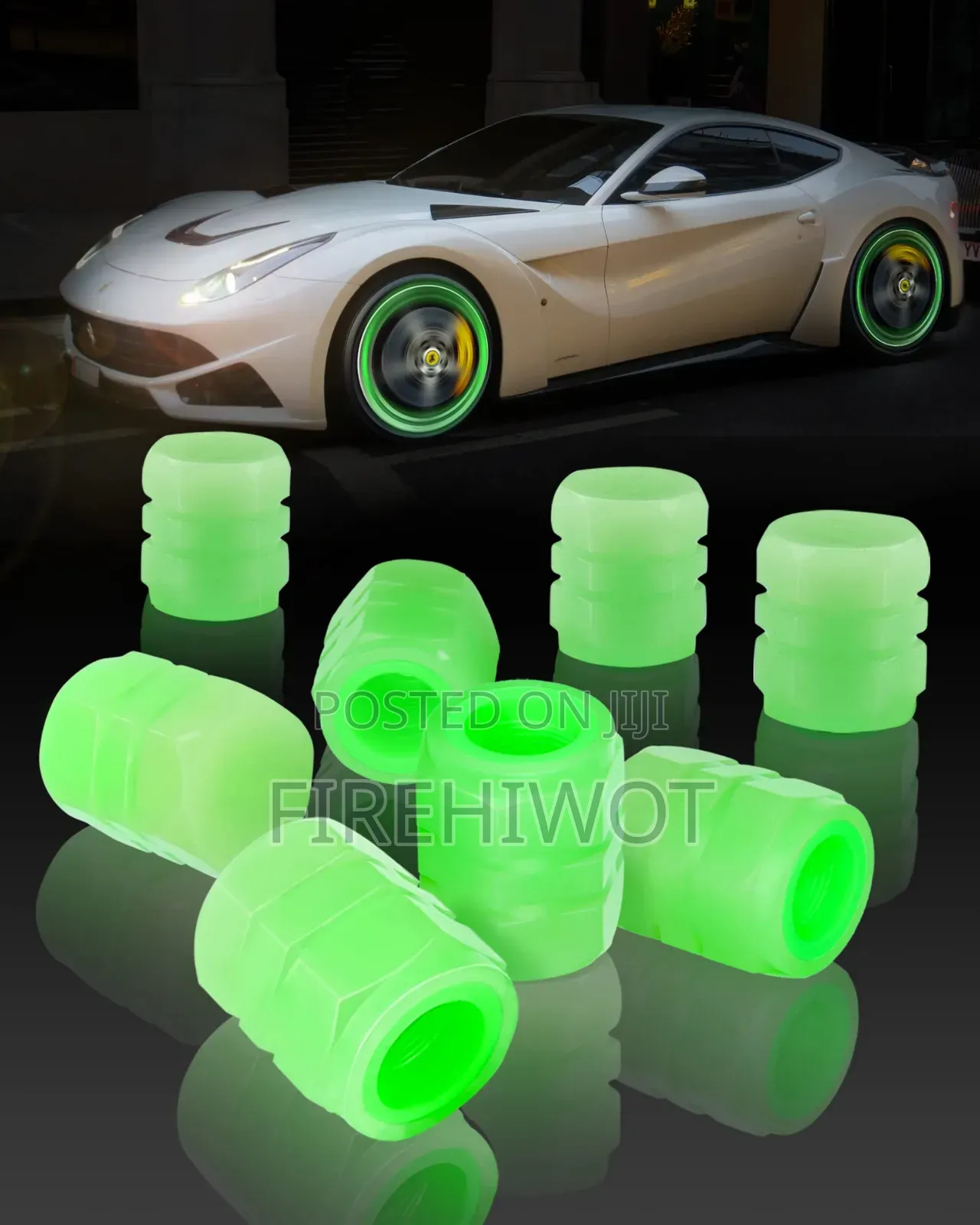 4 PCS Fluorescent Glow in the Dark Tire Caps