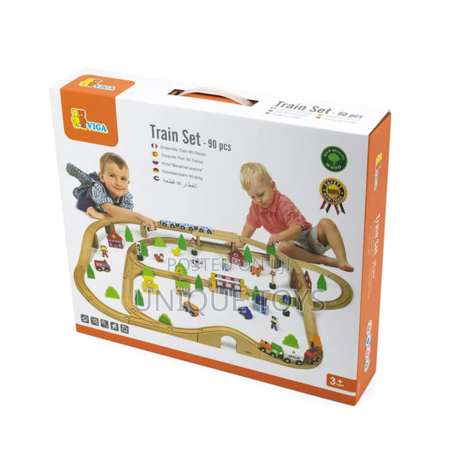 Beautiful Wooden Train and City Set, 90 PC