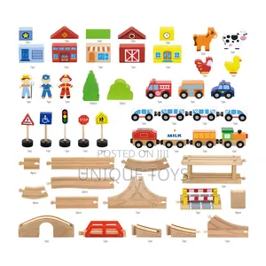 Beautiful Wooden Train and City Set, 90 PC