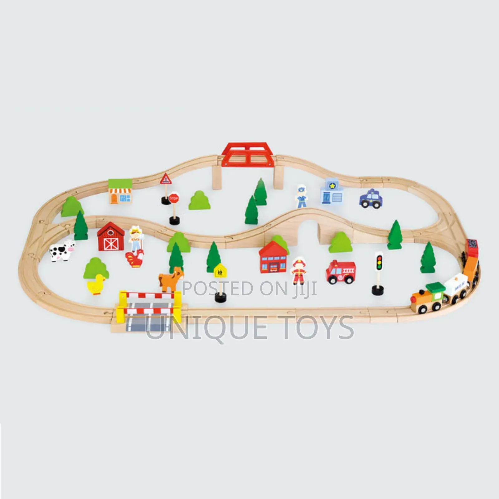 Beautiful Wooden Train and City Set, 90 PC