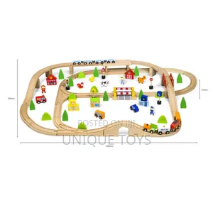 Beautiful Wooden Train and City Set, 90 PC