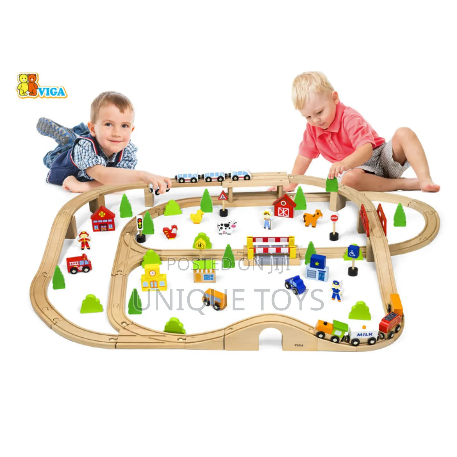 Beautiful Wooden Train and City Set, 90 PC