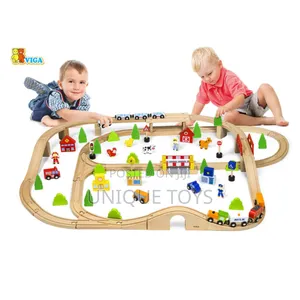 Photo - Beautiful Wooden Train and City Set, 90 PC