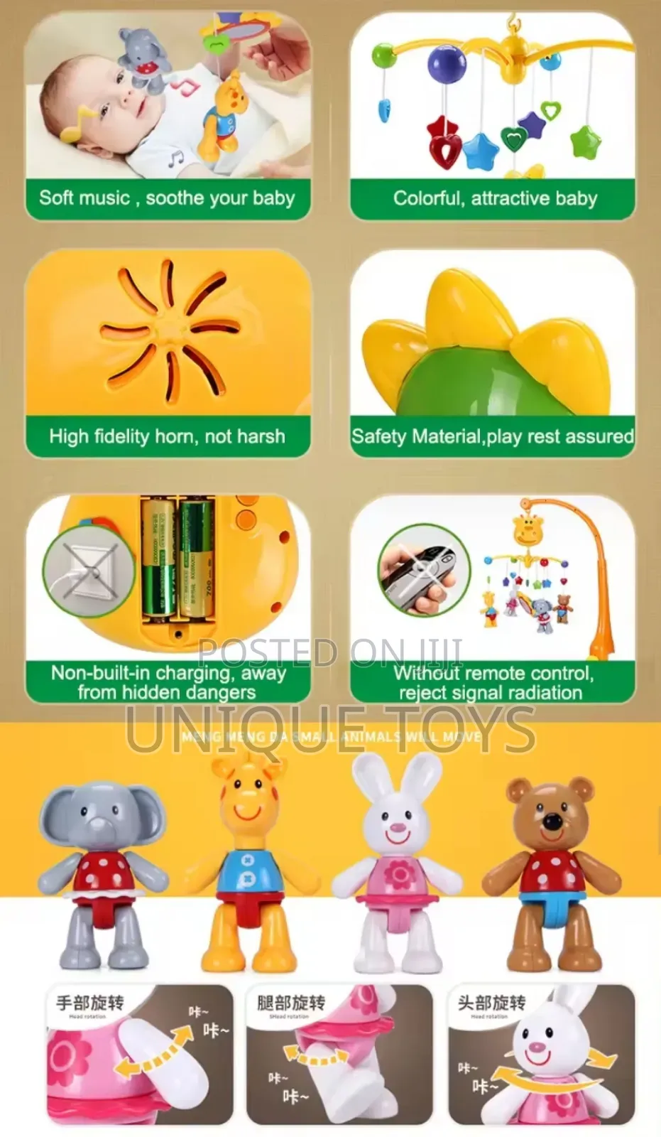 Musical Rotating Bed Bell Mobile Baby Crib Hanging Toy