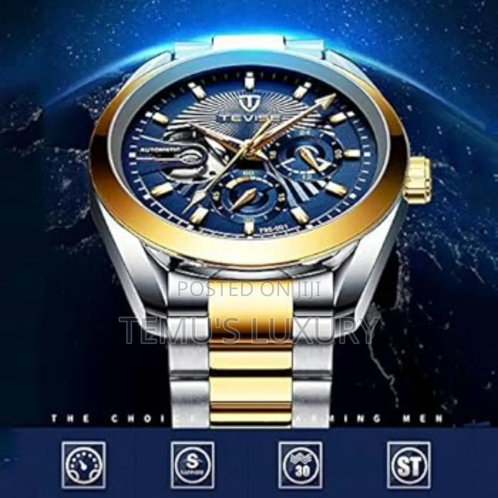 TEVISE Automatic Luxury Mechanical For Men Waterproof Watch