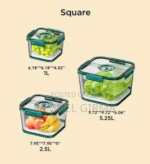 3 Airtight Square Timing Keeping Fresh Refrigerator Food