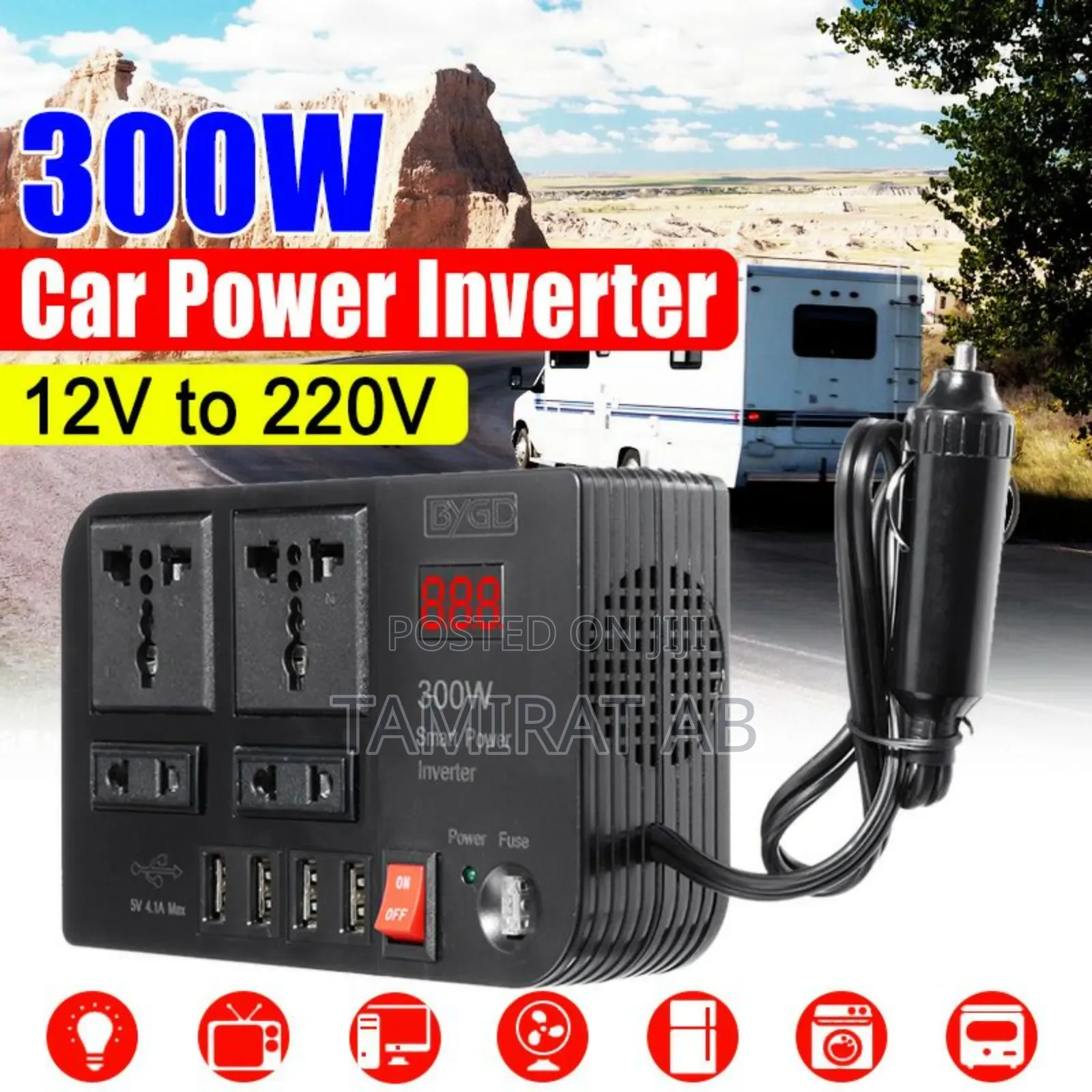 300W Power Inverter DC 12V to AC 220V Power Inverter