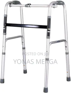 Walker Folding 2-Button Walker,5"Wheel-Glides, Adult,1 Each