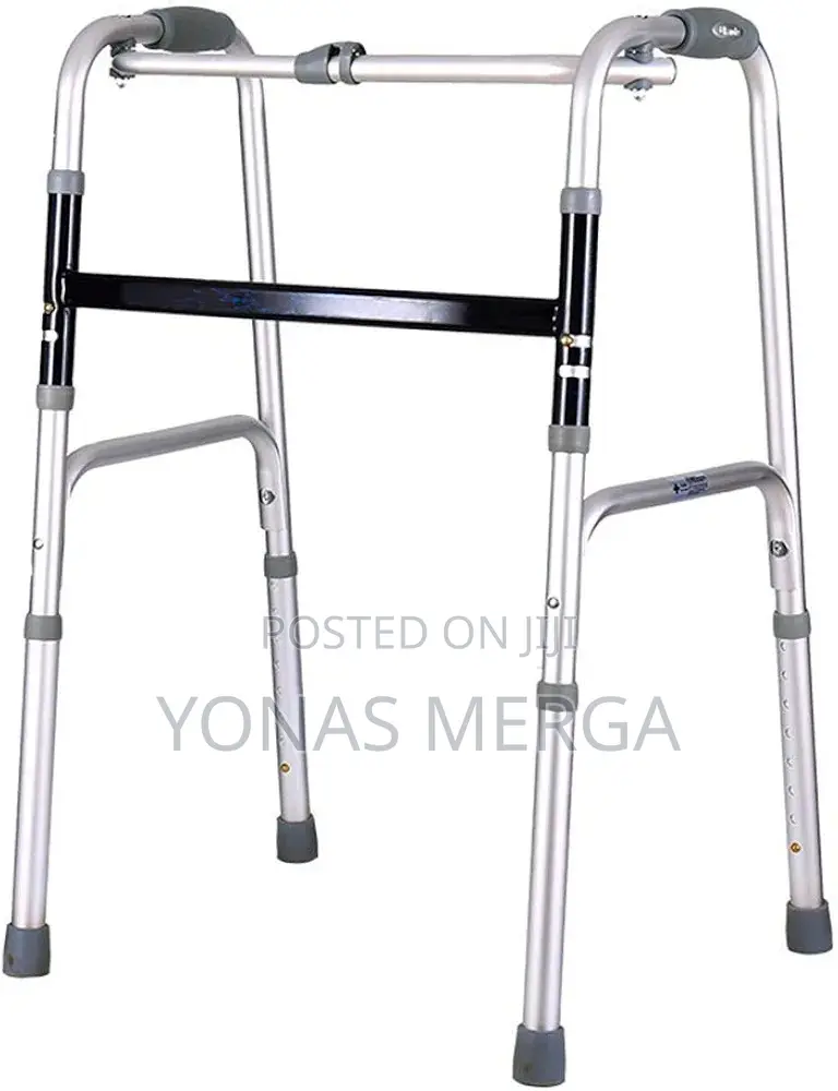 Walker Folding 2-Button Walker,5"Wheel-Glides, Adult,1 Each