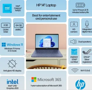 New Laptop HP Stream Notebook 4GB Intel Celeron SSD 60GB