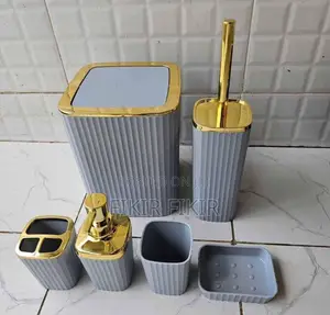 Photo - 6 in 1 Bathroom Accessories Set With Golden Ring( የባኞ ቤት ዕቃ)