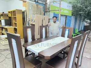 Photo - የመመገብያ ጠረዼዛ (Dining Table) Full Set Withe Six Sets Wooden